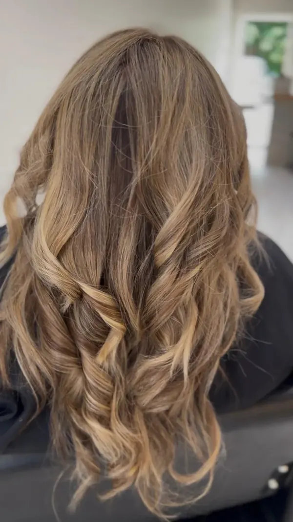 Warm brown waves with caramel dimension